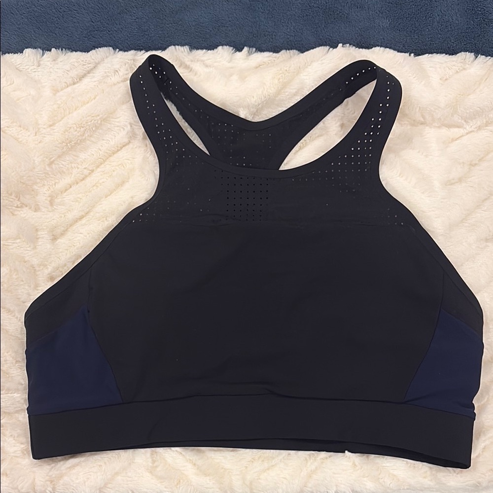 Athleta Black and Blue Racerback Sports Bra